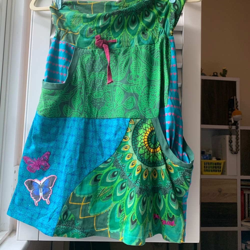 Desigual Colorful Flower Heart Print Midi Skirt